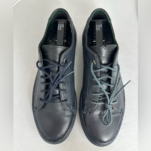 Ted Baker London Men's Princc Leather Blue Black Casual Oxford Dress Sneakers, 8 - Picture 3 of 12